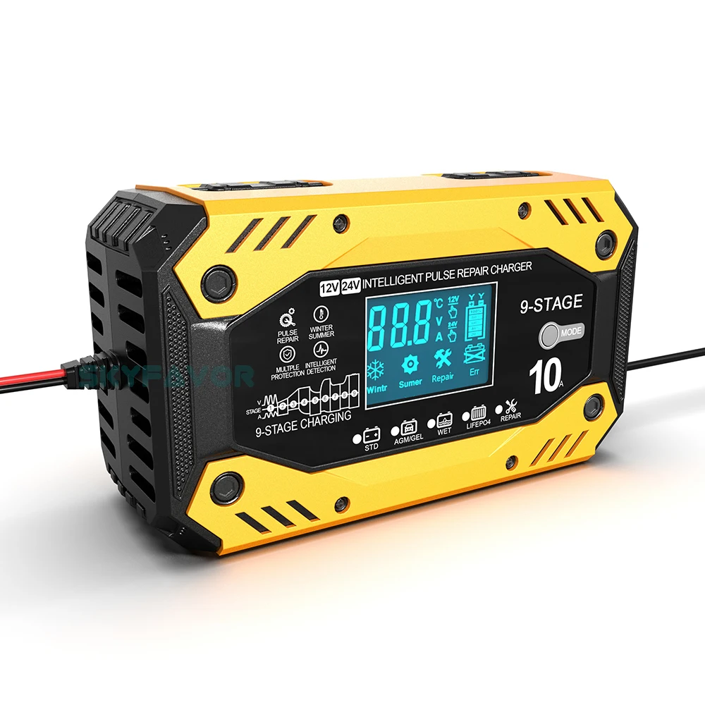 Lead acid lifepo4 12volt 50ah battery charger 12V 24V 10A Multi-function universal LFP AGM GEL ARM pulse repair battery charger