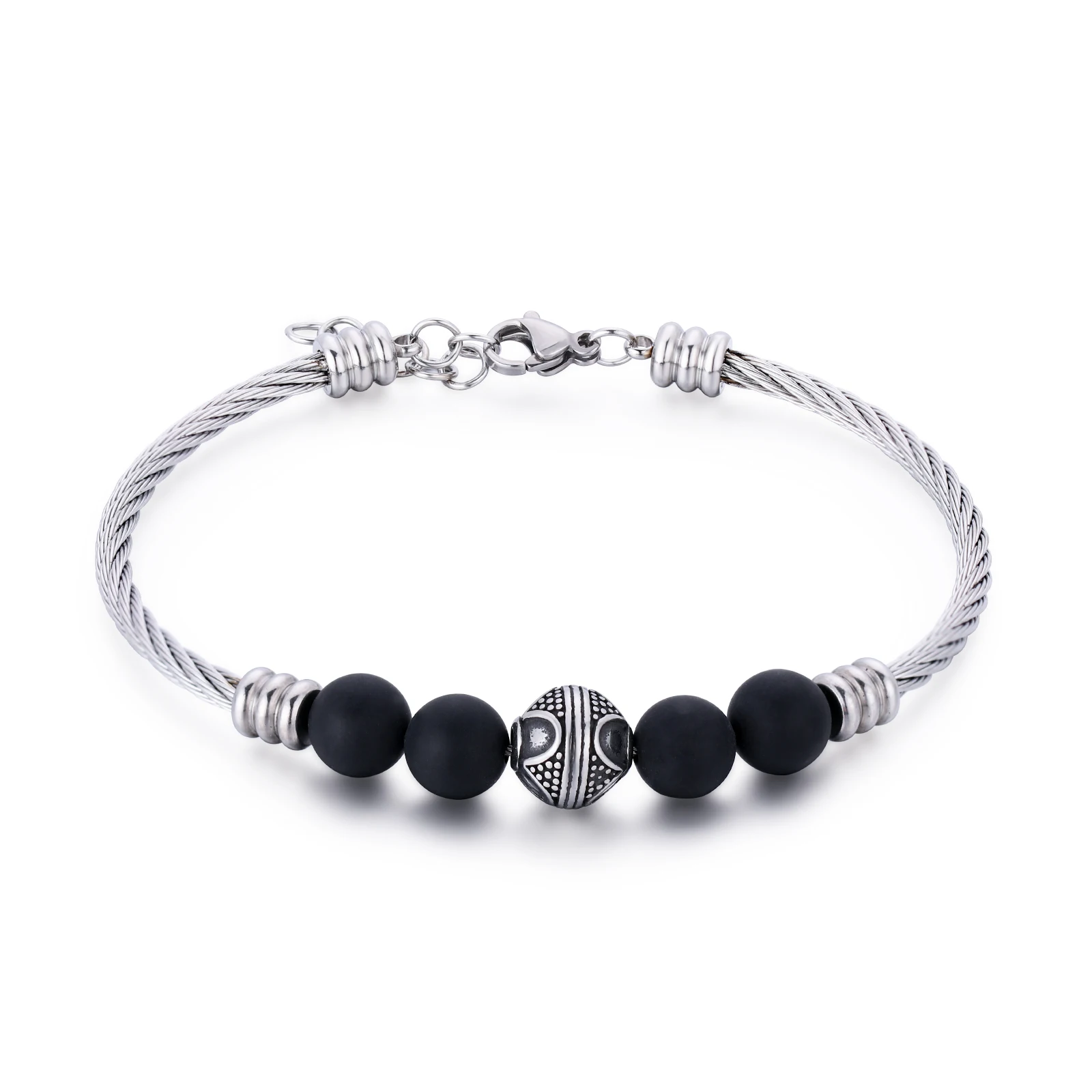 New Design Stainless Steel Chain Natural Stone Accessories Bead Bracelet