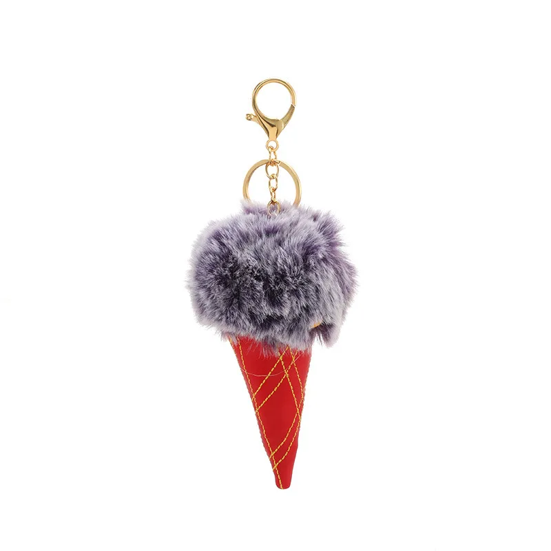 Cute Faux Rabbit Fur Ball Pom Pom Keychain Car Key Ring Handbag Tote Bag Fluffy Pendant Purse Charm (Cherry - Foto 5