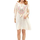 Clothing Europe Women Beach Dress Cotton Women V-neck Embroidery Women Clothing Summer Beach Dress