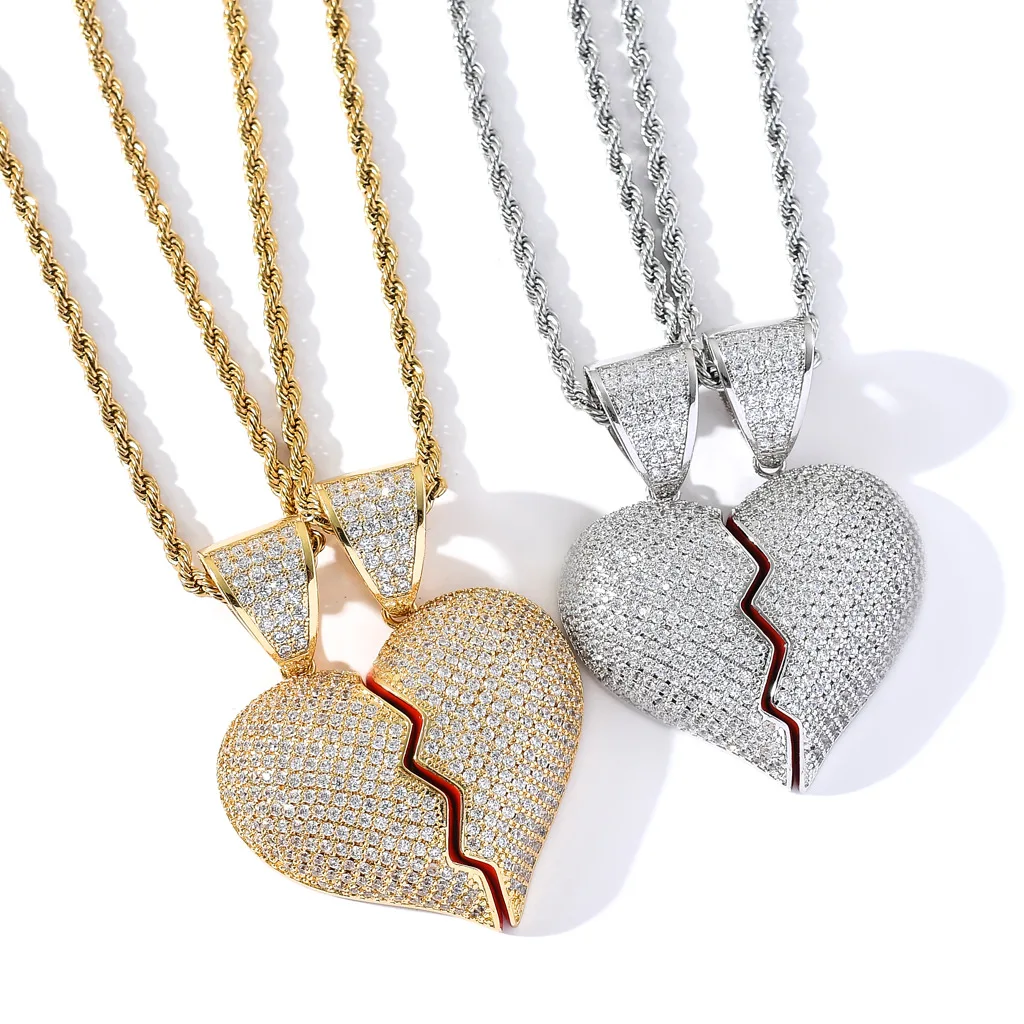 Heart Couple Necklace,Hip Hop Pendant 