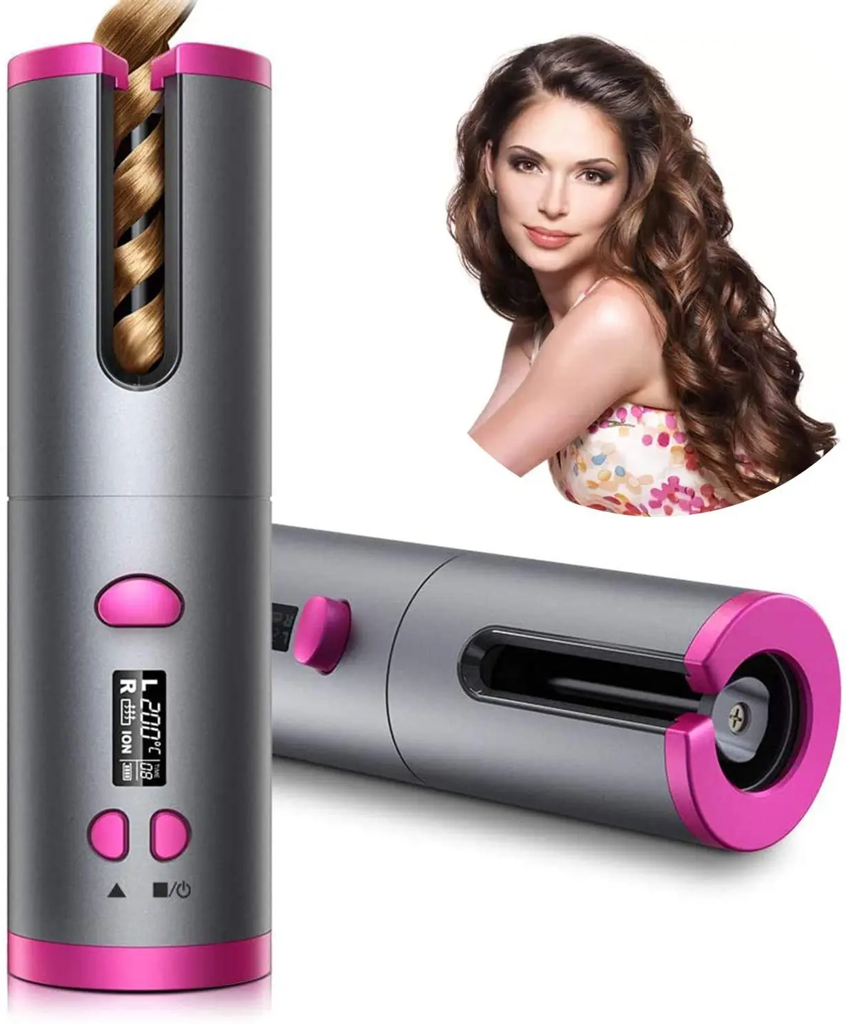 SEREED Cordless Auto Hair Curler, Curling Iron With LCD Display And  Adjustable Temperature, Portable USB Rechargeable Barrel Hair Curler Fast  Heating For Curls Or Waves | Automatic Curling Iron,cordless Auto,,portable  Rechargeable |