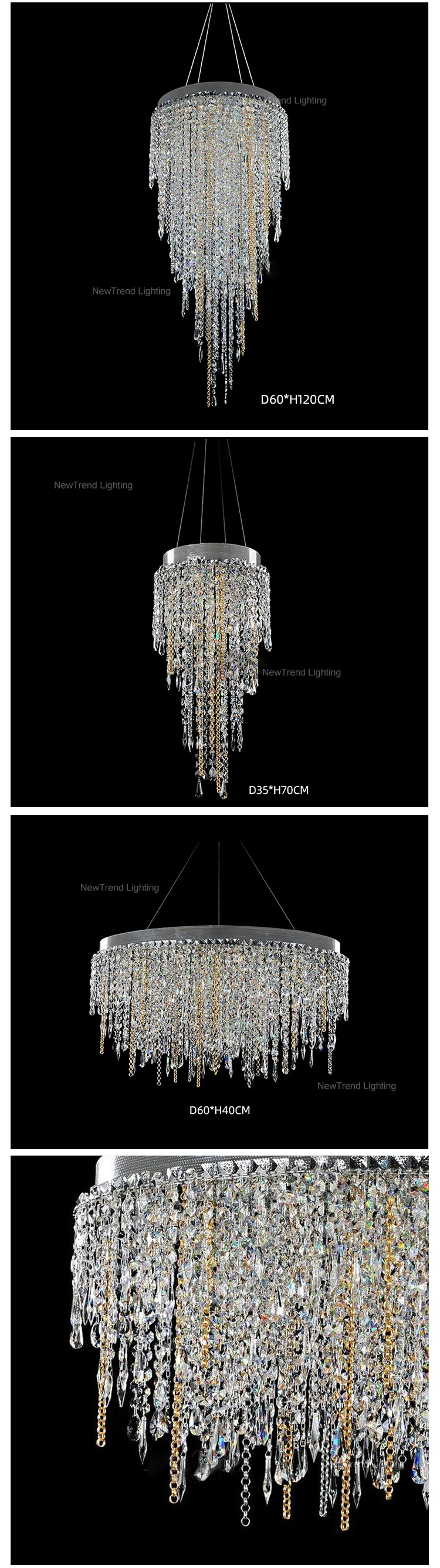 CPL-115 Modern Design Indoor Decoration Hotel Lobby Villa Staircase Luxury Crystal Custom Chandelier details