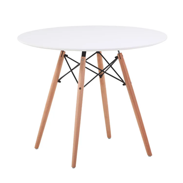 Wholesale Home Furniture Nordic Modern Comedores 4 Sillas 100cm Wood Mdf White Round Kitchen Dining Table