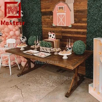 2021 Events Solid pine Wood Dinning Table Wedding Folding Farm Tables