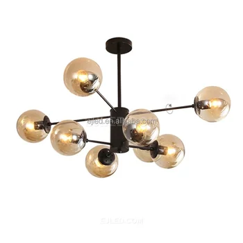 Large Ceiling Light Fixture with Glass Classic 8 Light Chandelier Black Pendant Lights for Home Decor Bathroom Farmhouse IN0138