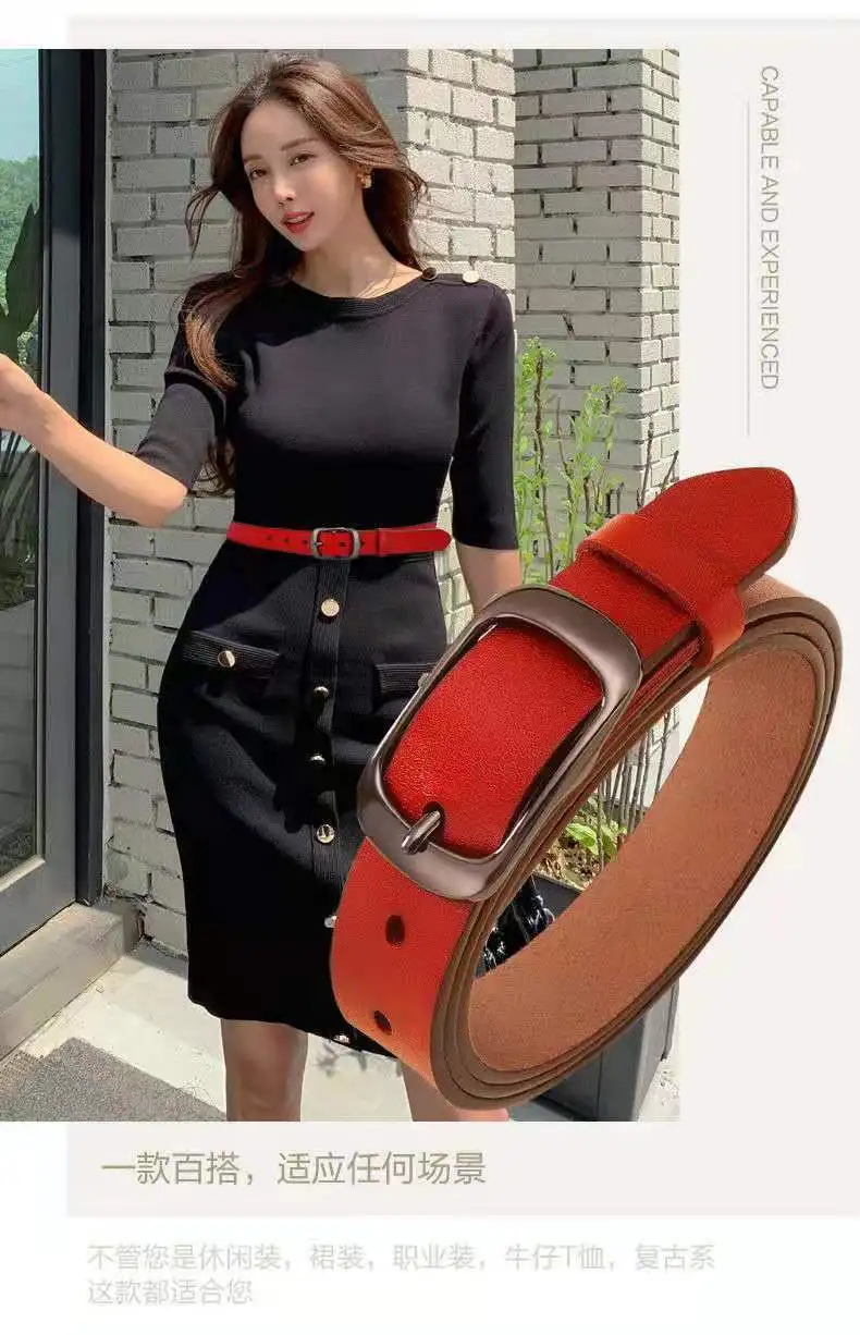 New Luxury Genuine Leather Belt For Women Jean Strap Casual All Match Ladies Adjustable Belt Designer High Quality Brand Girdle