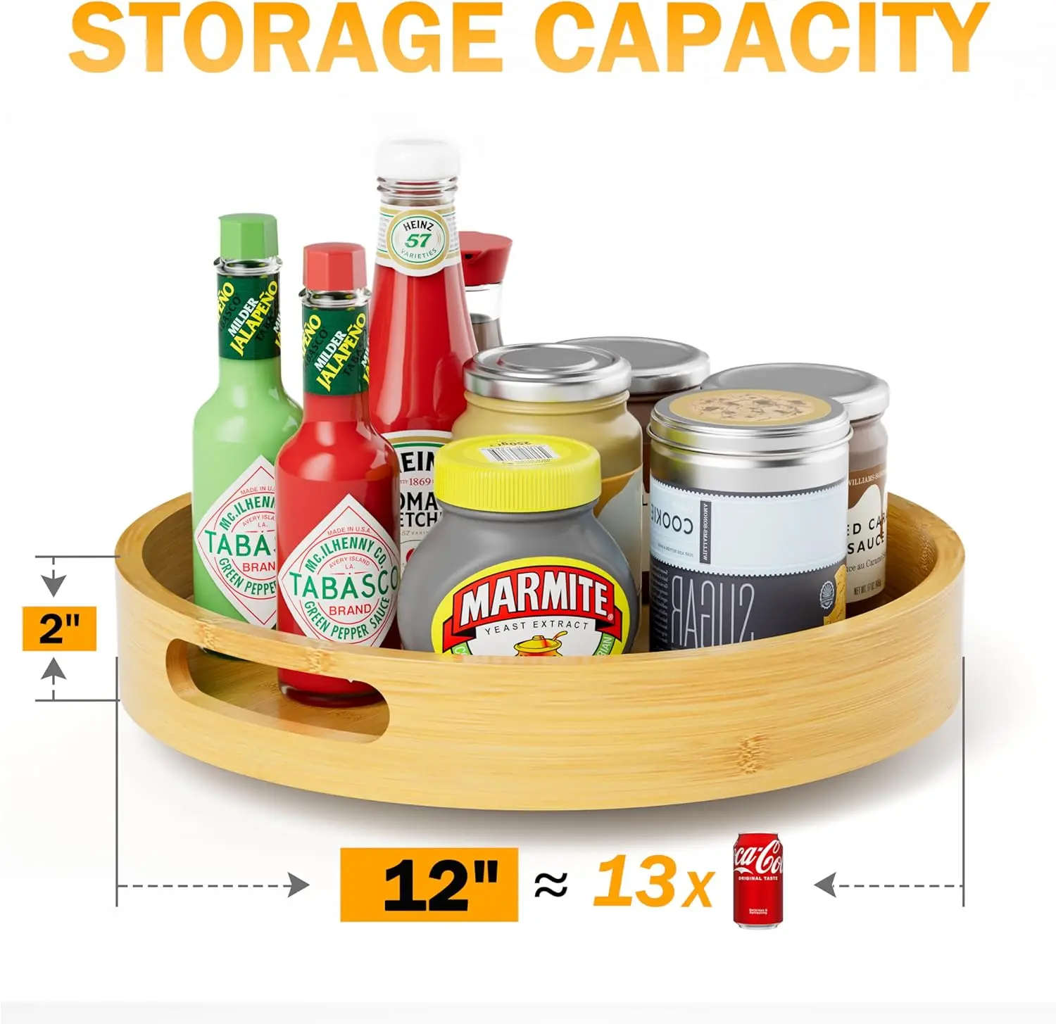 product bamboo lazy susan organizer non skid kitchen rotating spice rack wood turntable kitchen cabinet storage shelves-14