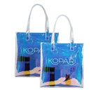 Fashion Women Tote Bag Pvc Tote Bag Eco Friendly Fashion Women Custom Logo Holographic Clear PVC Shopping Tote Bag