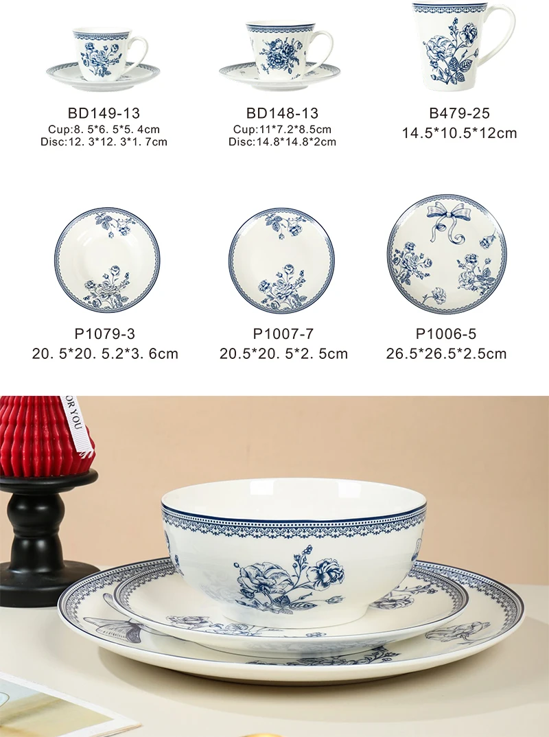 product wholesale custom printed porcelain plates sets dinnerware luxury full set plates dinnerware set for home-2