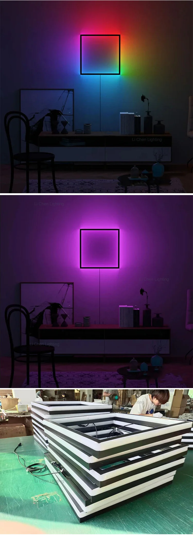 w0051 1 hot sale indoor decoration game computer room aluminum square led modern rgb wall lamp-1