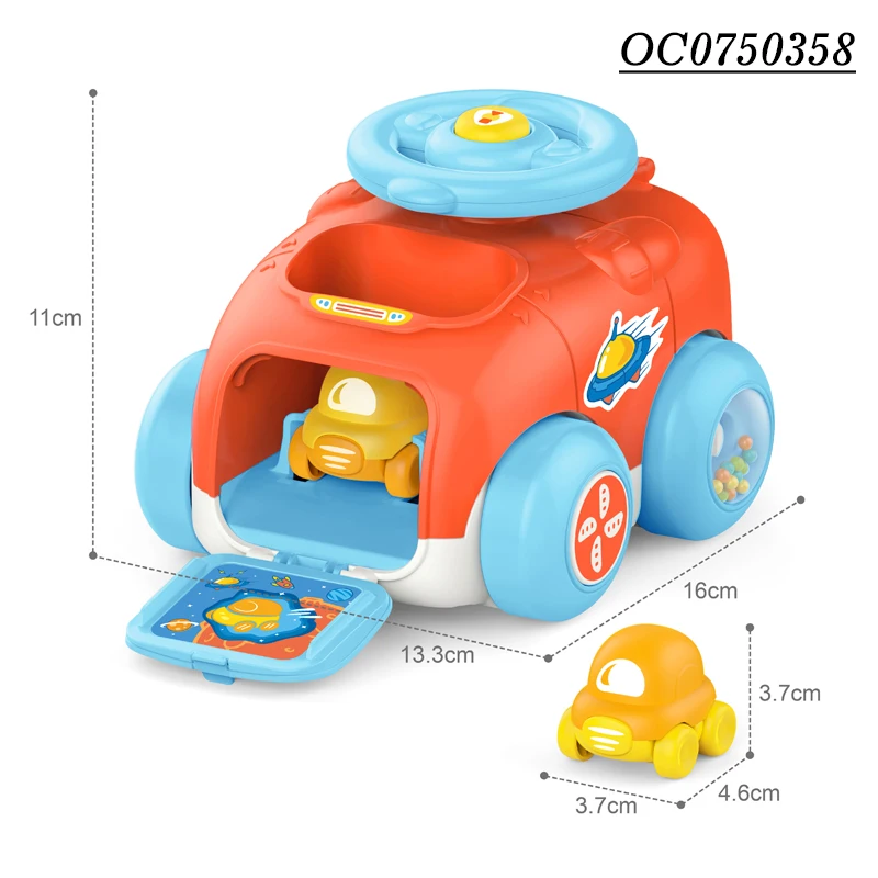 Cartoon sliding mini catapult shooting ejection track car toy set for kids