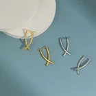 Stud Earrings S925 Sterling Silver Fashion Style Ova Plain Cross X Stud Earrings