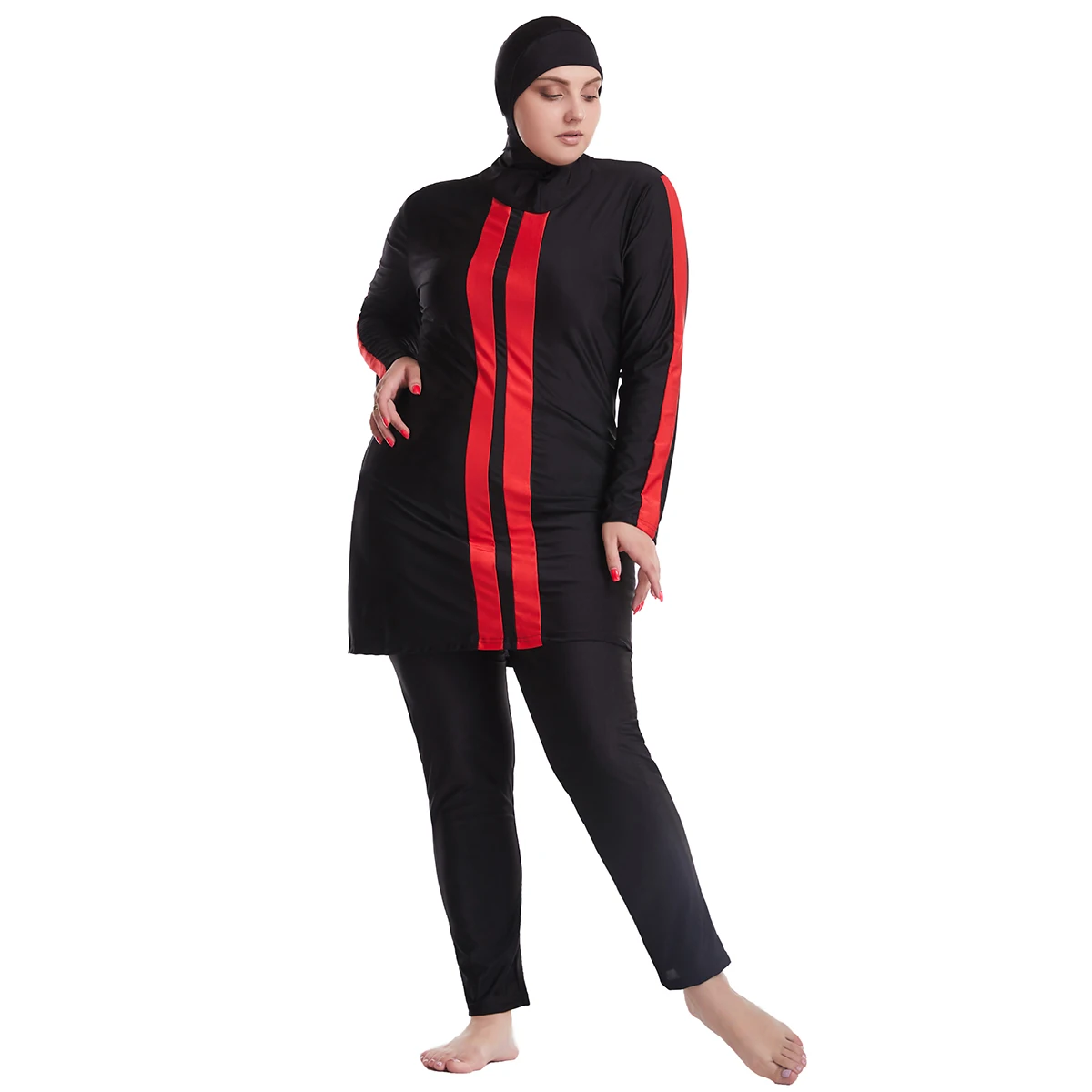 Womens Plus Size Muslim Swimwear Full Cover Modest Hijab Swimsuit