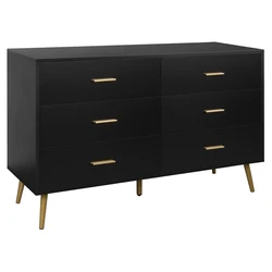 Wholesale factory customized wooden black and gold baby coat and chest of drawers modern drawer luxury gold