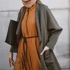 Dress Dubai Islamic High Quality Turn Down Collar Long Sleeves Button Open Solid Prayer Abaya Dress For Muslim Women