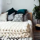 Blanket Throw Blanket Pure Colour Luxury Fashion Chunky Knitting Handmade Organic Cotton Custom Knitted Throw Bed Blanket