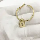 African Earrings Gold Plated Women African Inspired Jewelry Drop Earrings Gold Plated Lock Dendant Hoop Earrings