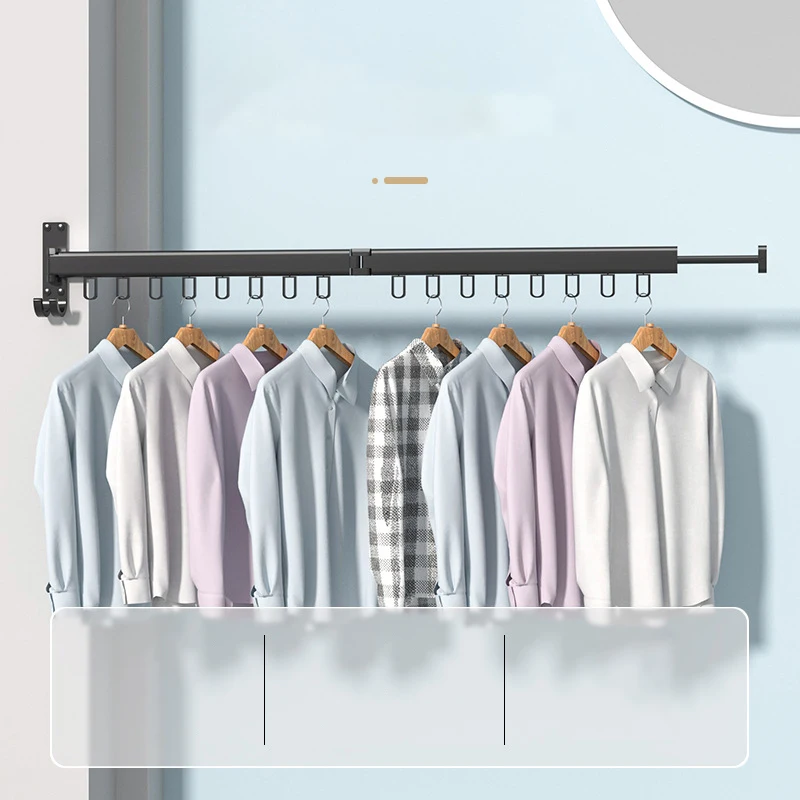 Manufacturer Balcony Wall Mount Retractable Mounted Folding Metal Clothes Hanger Drying Storage Rack