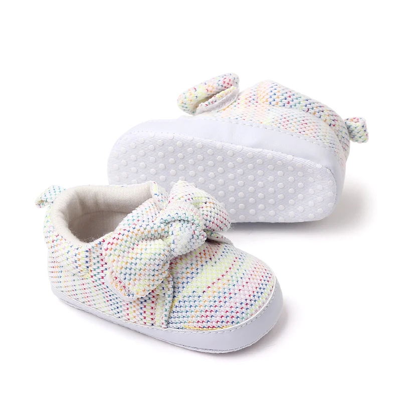 Spring and Autumn New Knitted Bow 0-1 Year Old Baby Princess Soft Soled Shoes for Girls details