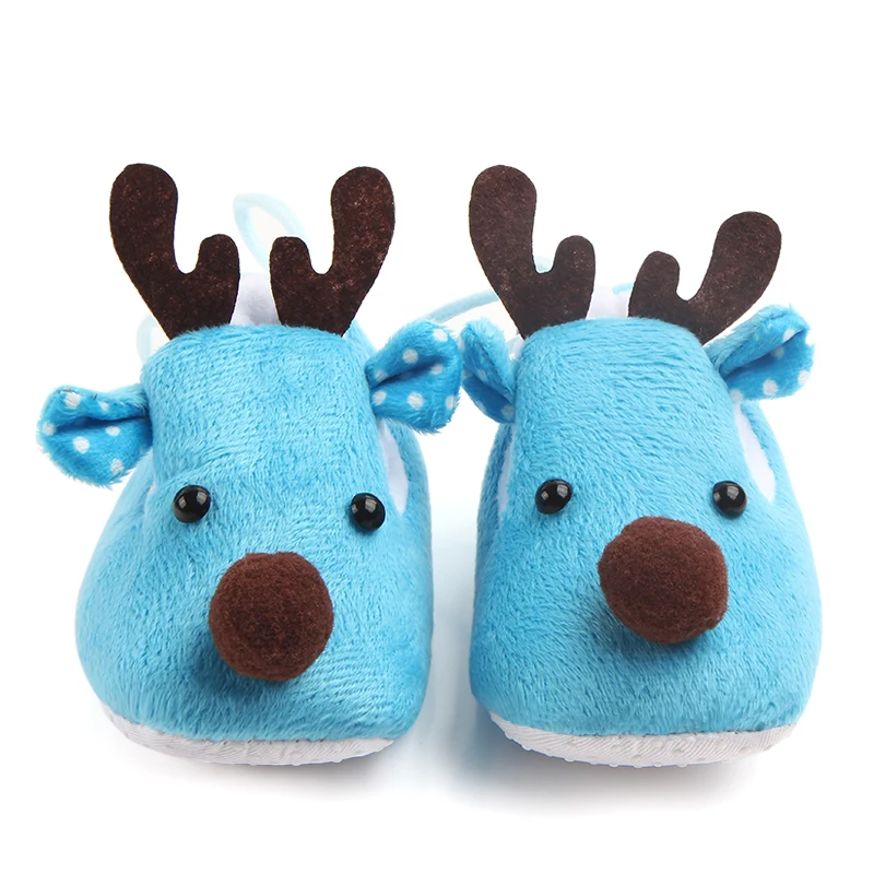 Lovely Christmas coral fleece Animal deer bear prewalker merry Christmas baby shoes