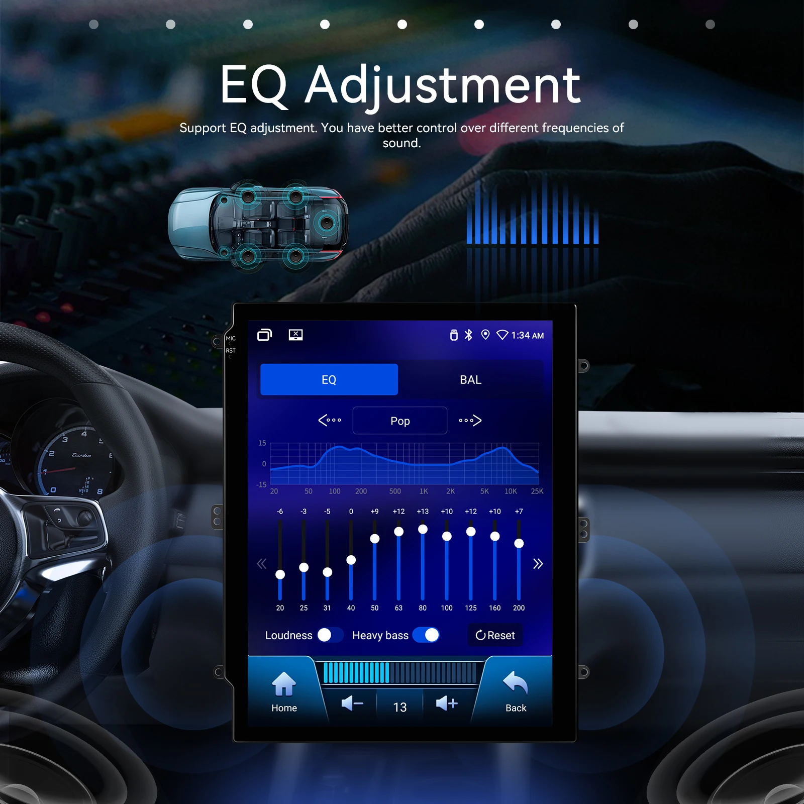 podofo 97 464g double din android car stereo wireless carplay android auto gps wifi fm rds obd2 dab car radio autoradio a4167-6