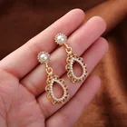 Earrings Retro Temperament Baroque Metal Lace Drop Pearl Earrings