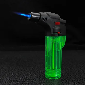 SK603  Transparent visible gas jet flame gun plastic lockable windproof lighter wholesale