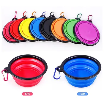 Wholesale feeders Cat water anti-upset dog bowl Portable outdoor pet silicone folding bowl dog food bowl
