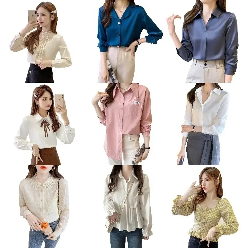 2024 Spring/summer women's office wear fashion long-sleeved lapel top shirt women's shirt