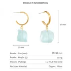 Blue Earring Fresh Blue Quartz Stone Earring Women Natural Crystal Earring Gold Hoop Stud Earring