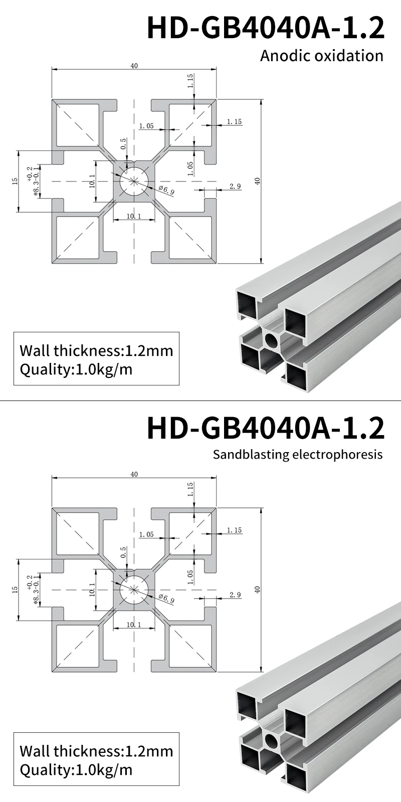 4040 Industrial Extruded Aluminum Profile 4040 Aluminum Alloy Profile Assembly Line 1.2 Thick details