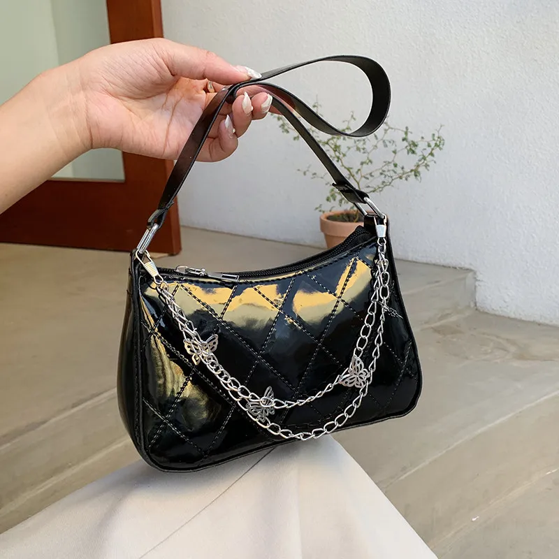 Underarm Mobile Phone Fashion Butterfly Chain Pu Leather Bags Women Handbags Ladies Shoulder