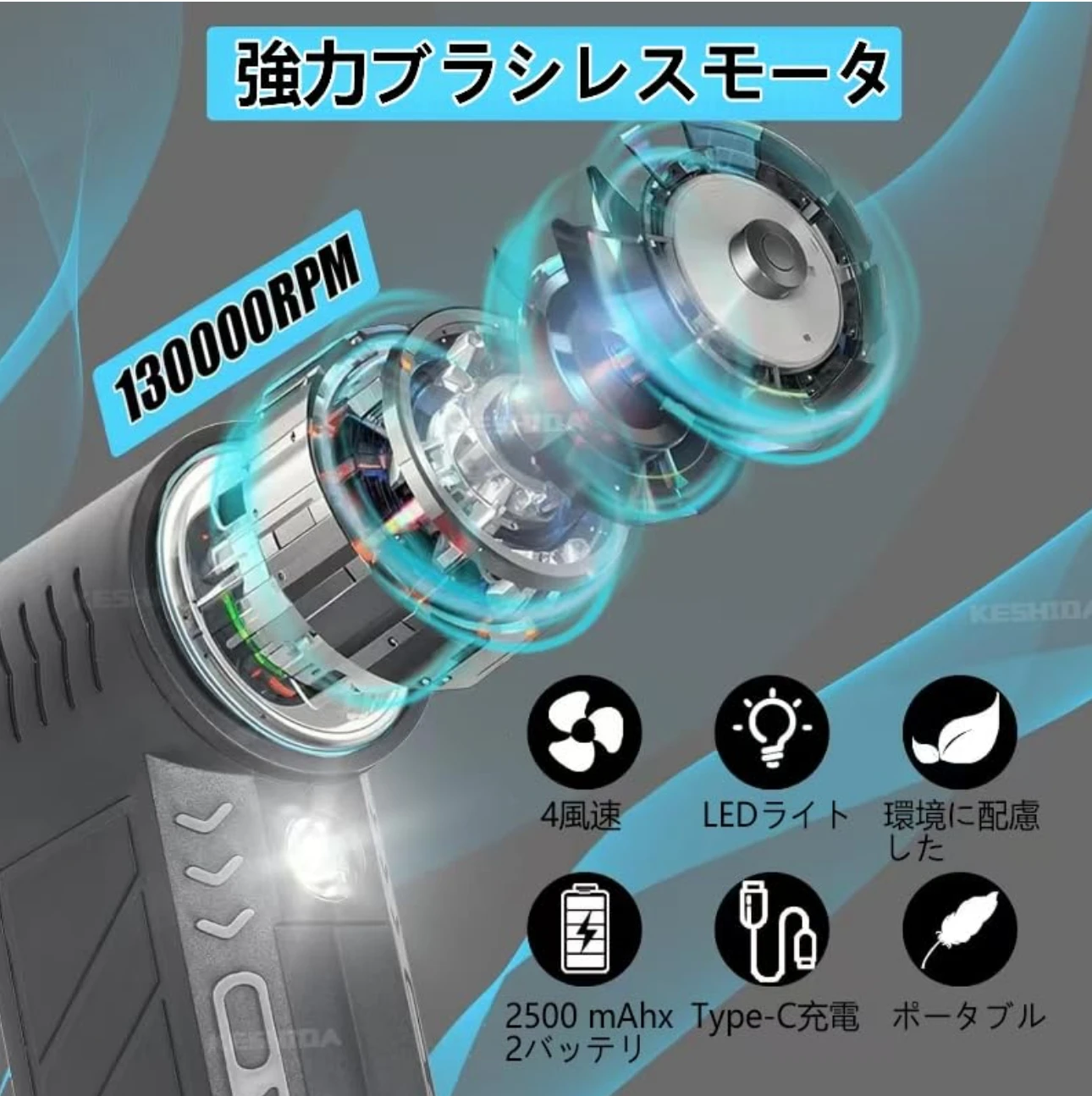 Violent Turbo Fan, Portable, Usb Charging, ABS - detail 4