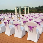 White Wedding White Spandex Chair Covers Polyester Stretch Slipcovers For Wedding Party Dining Banquet