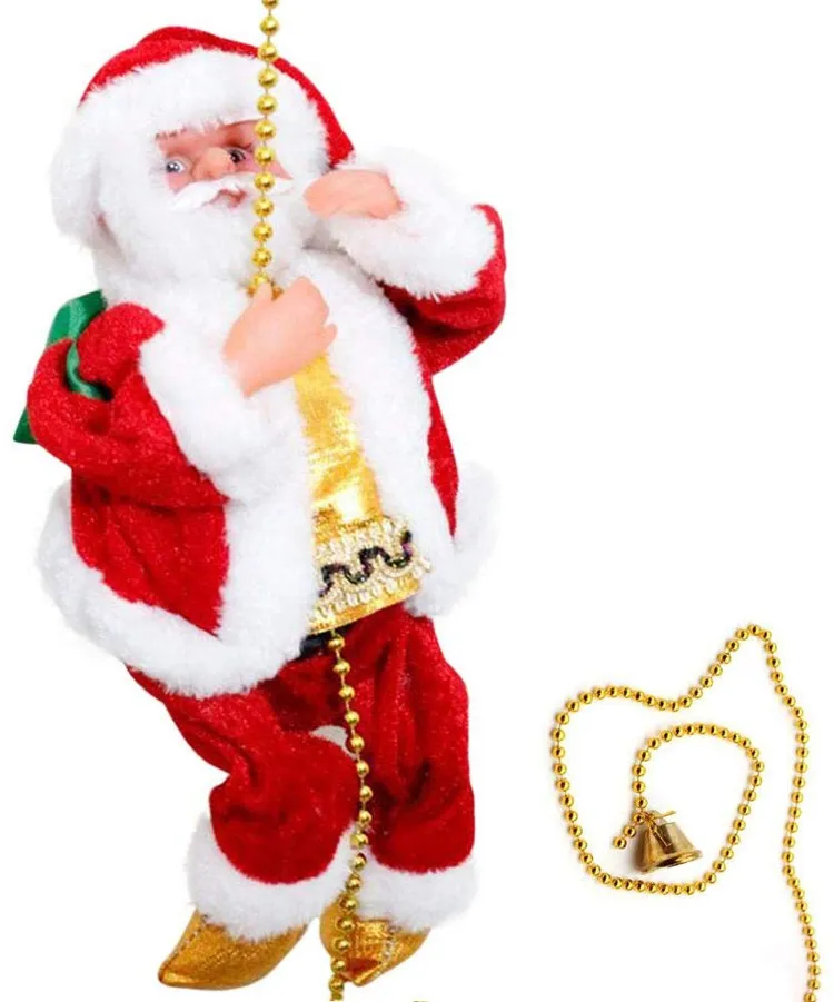 H41 Festival Party Xmas Decoration Music Doll Climb Bead Kids Gift Children Electric Christmas Toys Climbing Ladder Santa Claus