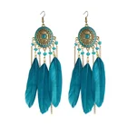 Earrings Hot Selling New Arrivals Women's Long Feather Earrings Elegant Round Earrings