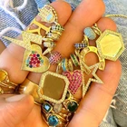 Charms Gemnel Rainbow Zircon Heart Pendant Necklace Accessories DIY Pendant Heart Charms