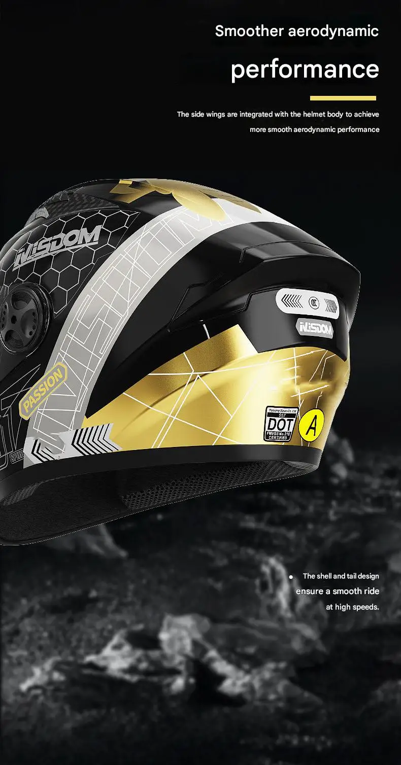 New 3C Certified DOT Approved Full Face ABS Motorcycle Helmet with Double Transparent Mirrors All Seasons