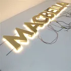 Signage Company Signage 3d Backlit Gold Brush Stainless Steel Acrylic Channel LED Letter Outdoor Signage