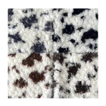 New fashion printed COW animal pattern weave faux fur Eco-Friendly embossing craft plush fabric for garment
