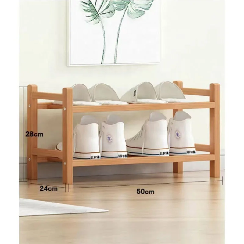 Shoe rack Bamboo simple household doorway Economical dust-proof shoe cabinet Solid wood province space storage shelf