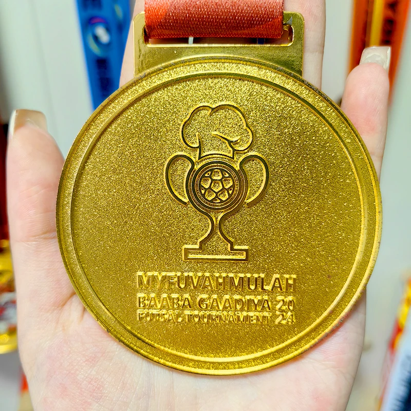 Wholesale Custom Enamel Kids Football Medal Modern Style Gold Plated Sports Award Soccer Medal factory