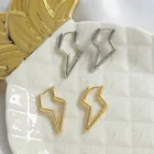 Clip On Earrings Simple Geometry Irregularity 14K Gold Silver Plated Lightning Clip On Earrings For Women
