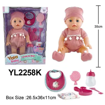 Wholesale 14 Inch Reborn Baby Dolls Soft Silicone Girl With Pretend Feeding Set Silicone Reborn Baby Dolls for Sale