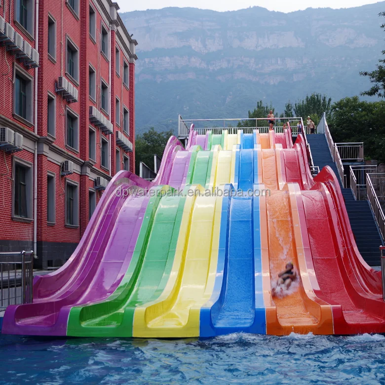 Commercial Fiberglass Rainbow Racing Slide with 10m Height 43m Length and 8-10mm Thickness for Water Parks