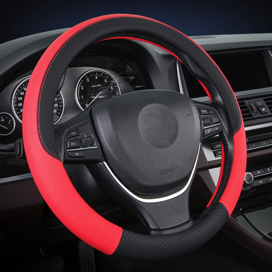 6 Colors Options Universal Fit PVC PU Leather Car Steering Wheel Cover Steering Wheel Protection