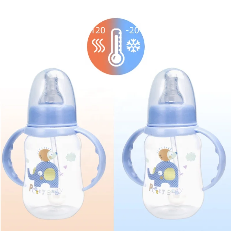 Wellfine Mini Baby Feeder Portable Insulated Luxury Clear Straw Bottles Newborn Milk Feeding Travel Silicone Bottle for Babies