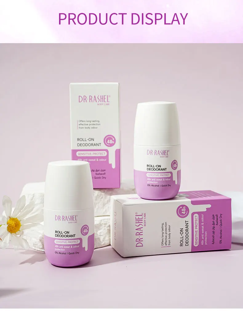 For DR RASHEL Vegan Roll-On Deodorant with Lasting Fragrance Protective Body Balm in Lavender Rose Coconut Scents
