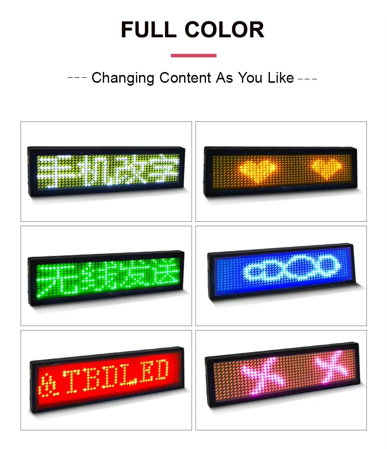 Factory Outlet LED Badge Tags Customizable LOGO  LED Name Badge Scrolling Message Mobile App Control Light up  Display LED Badge